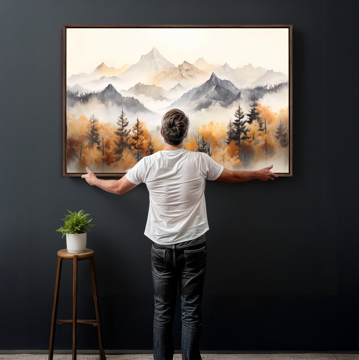 Abstract Mountain Wall Art | Misty Mountain Forest and