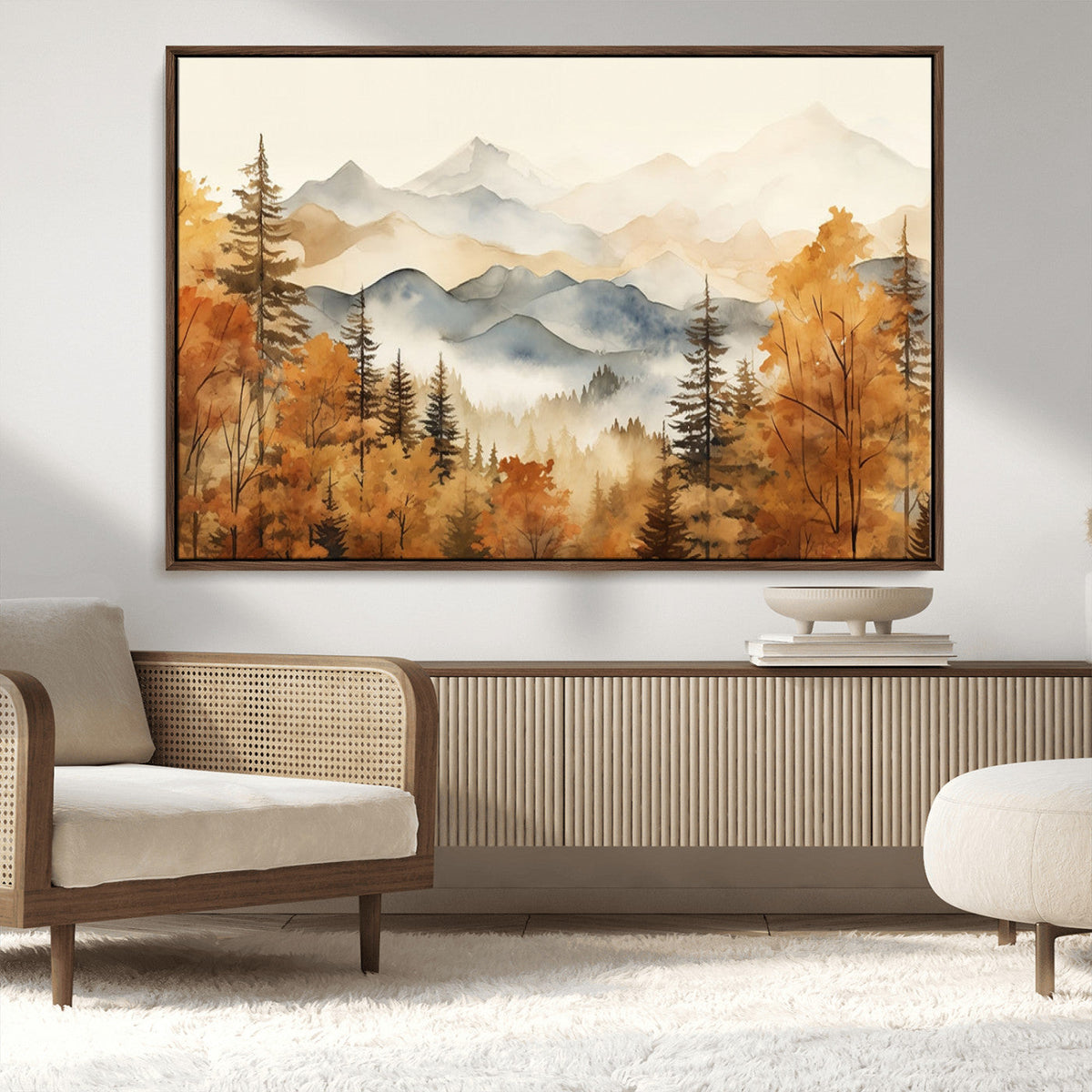 Golden Autumn Forest Wall Art Canvas | Mountain Landscape