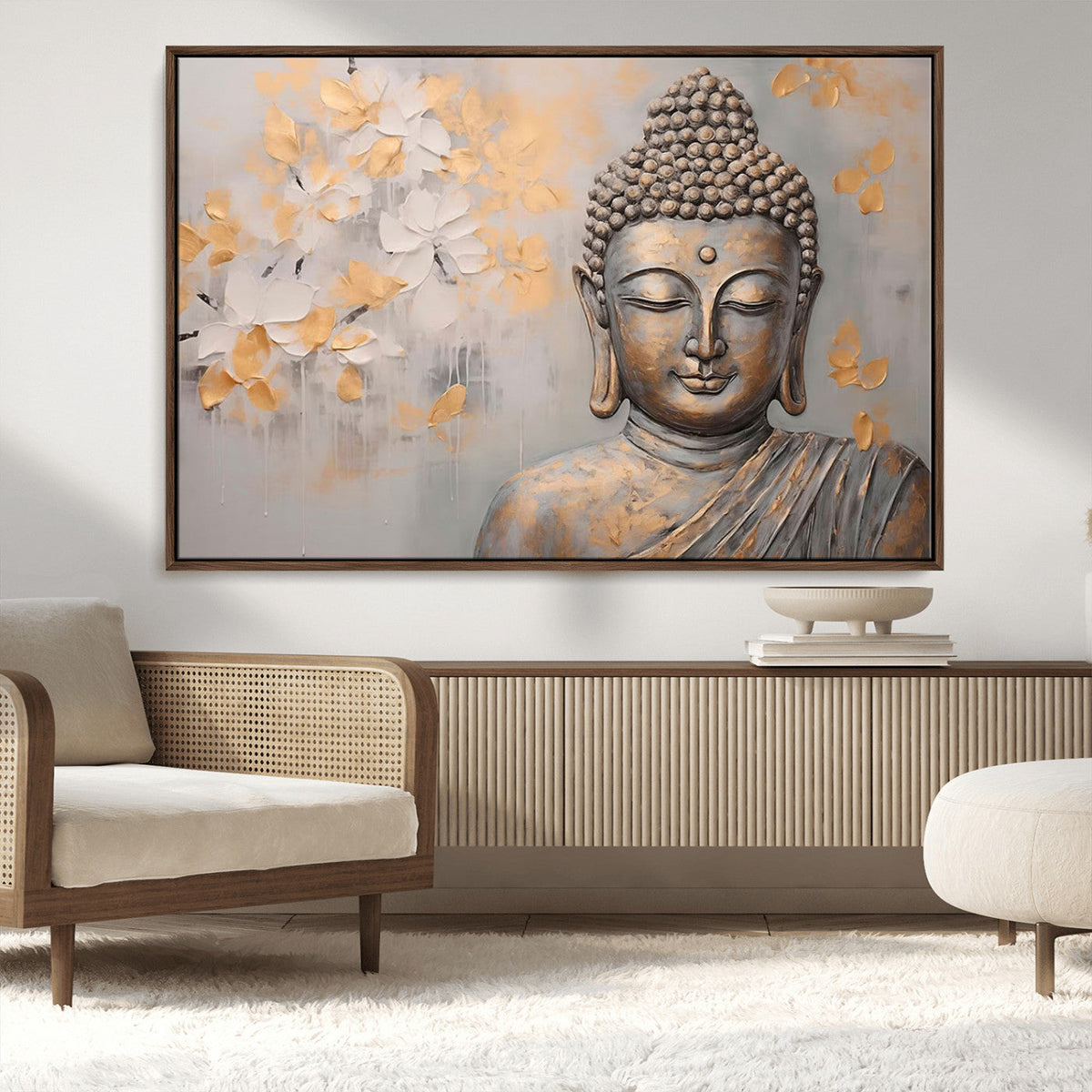Abstract Buddha Statue Wall Art Canvas Print - Modern