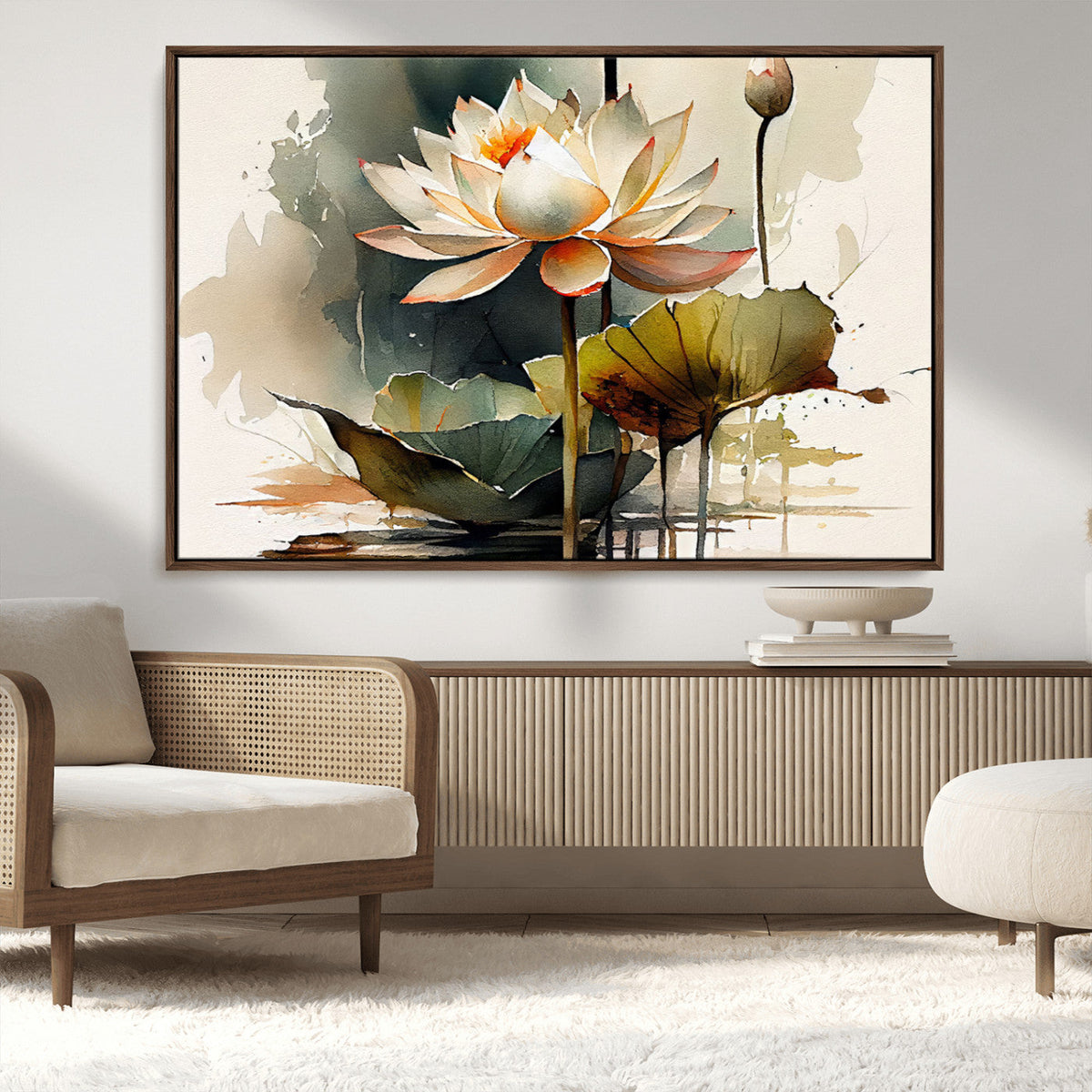 Lotus Flower Watercolor Canvas Print – A Symbol of Serenity