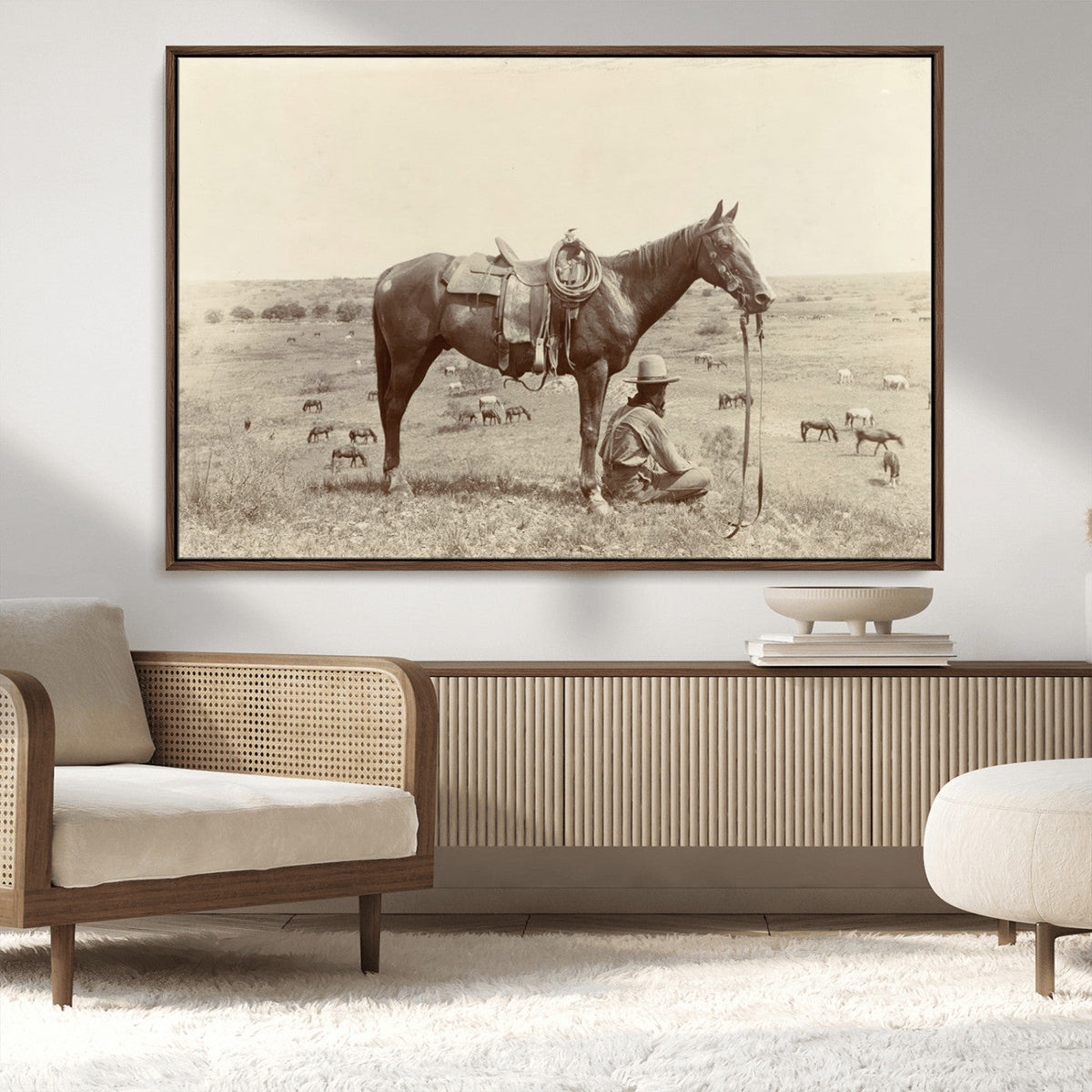 Cowboy Wall Art - Western Horse Canvas Print - Vintage