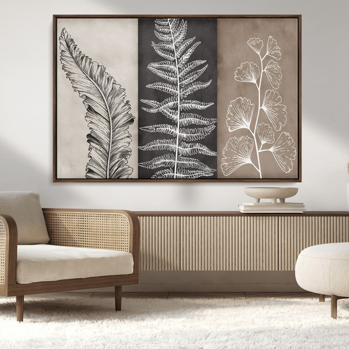 Minimalist Botanical Wall Art Canvas Print, Framed and Ready