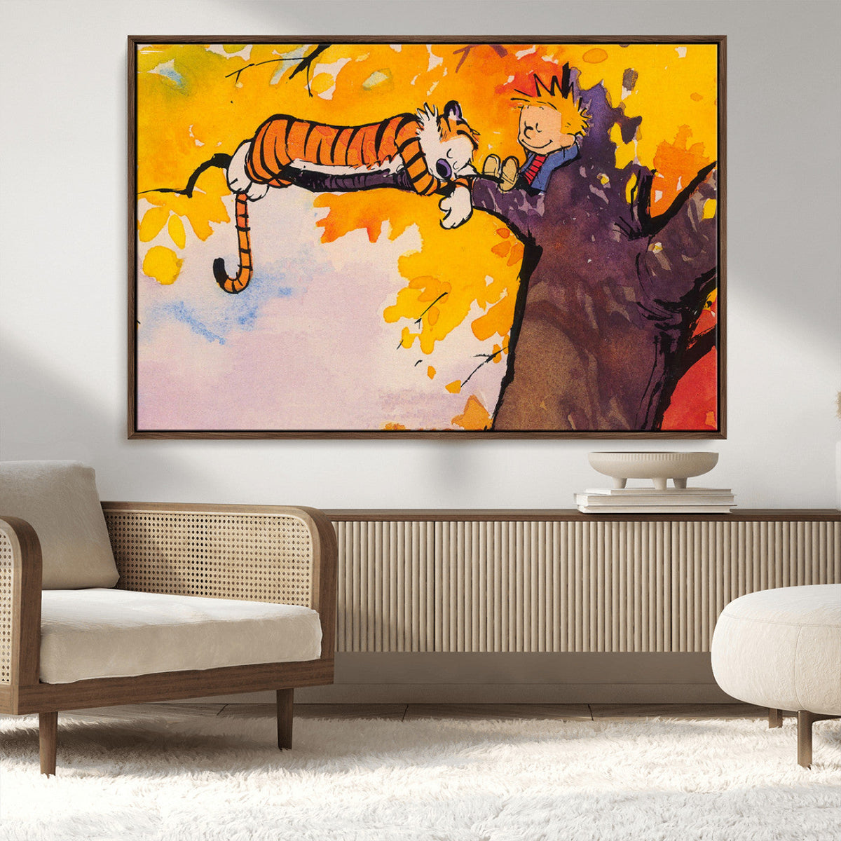 Calvin and Hobbes Tree Scene Canvas Print | 3 Panel Large