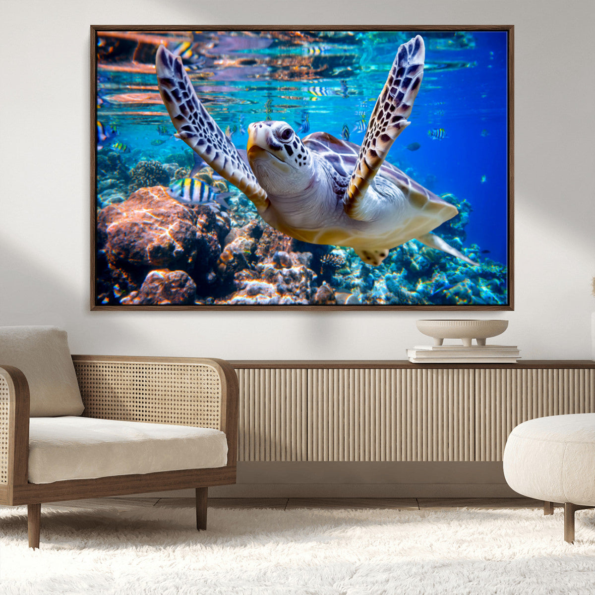 Underwater Sea Turtle Wall Art Canvas Print – Vibrant Ocean