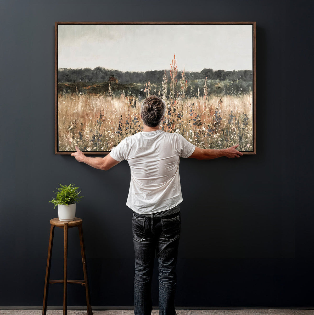 Rustic Field Landscape Wall Art Print, Giclee Canvas Wall