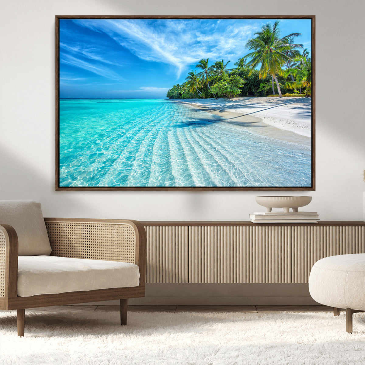 Tropical Beach Wall Art Canvas Print - Serene Ocean
