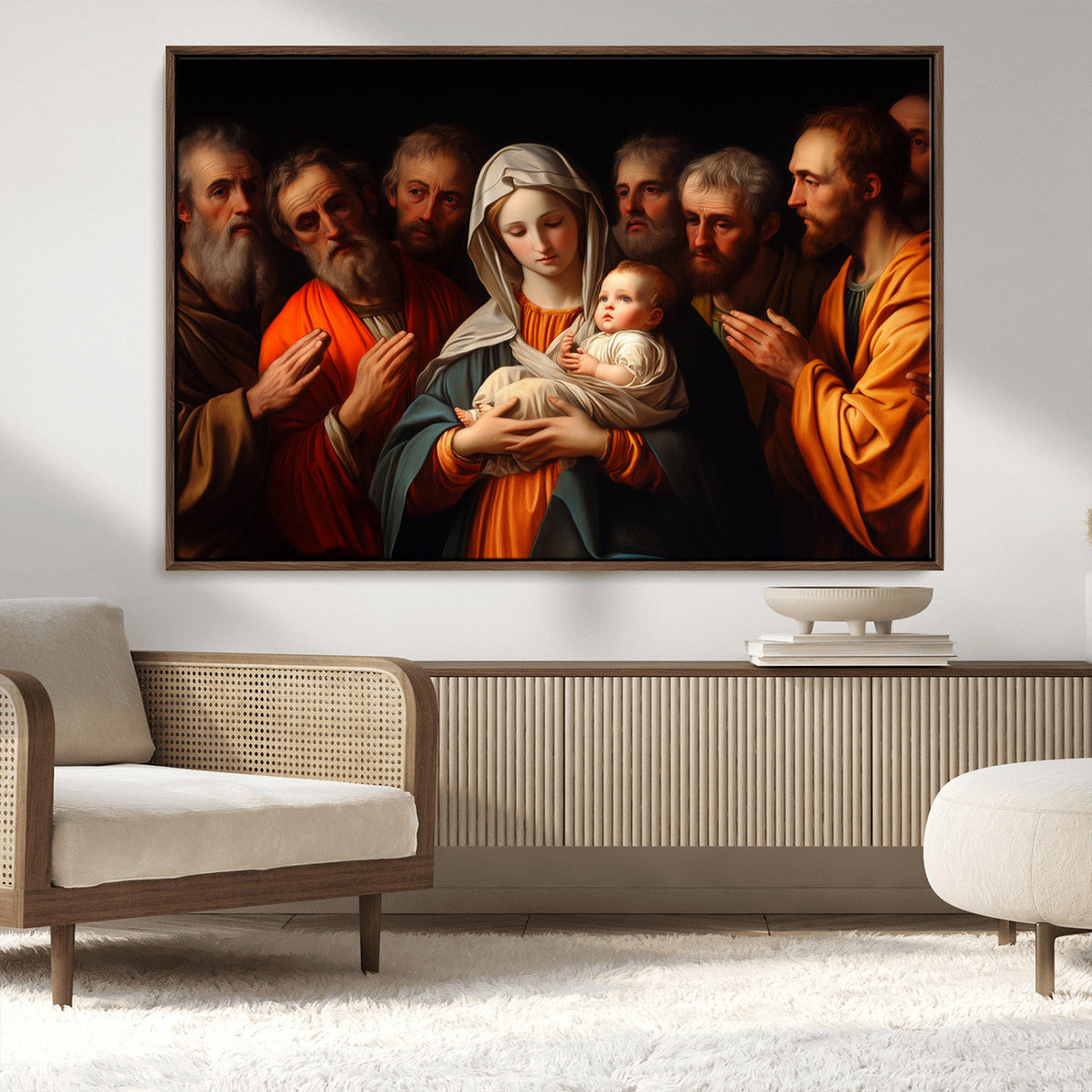 Religious Canvas Wall Art Print - Madonna and Child with