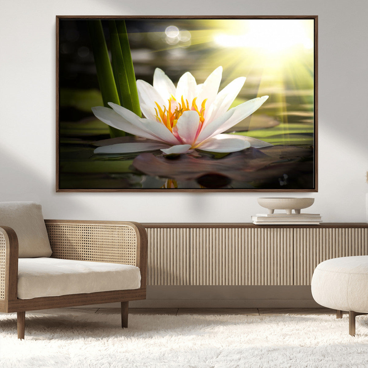 Lotus Flower Wall Art Canvas Print, Water Lily Large Wall