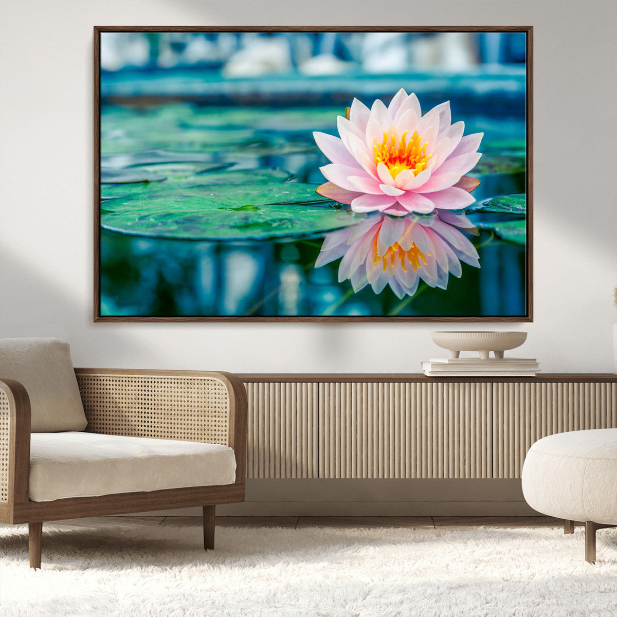 Lotus Flower Wall Art Canvas Print, Water Lily Large Wall