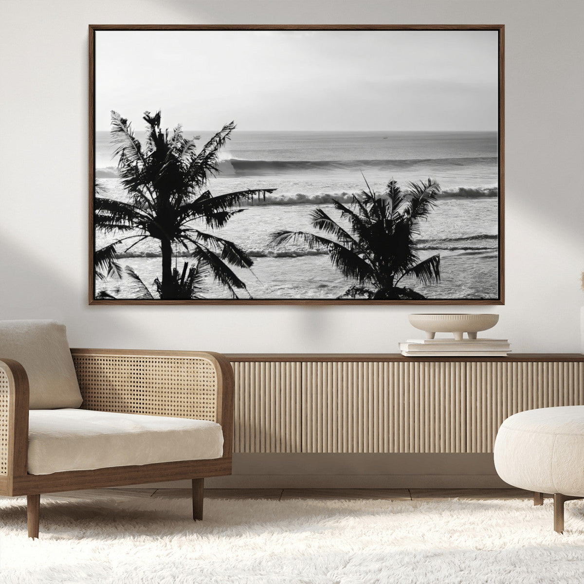 Tropical Coastline Wall Art Canvas Print – Framed Palm Trees