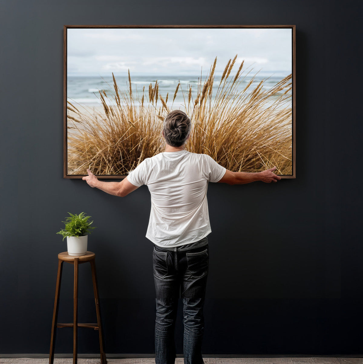 Beach Grass Wall Art Canvas Print – Framed Coastal Dunes Art