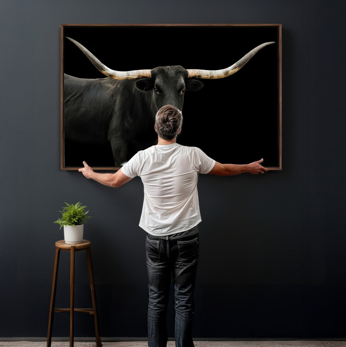 Longhorn Cattle Wall Art Canvas Print – Framed Texas Ranch