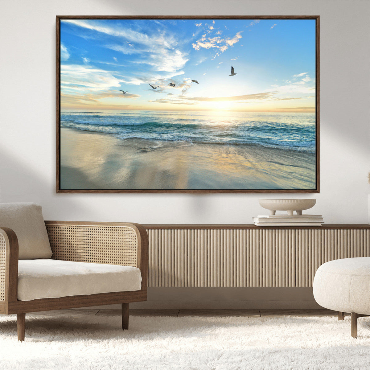 Minimalist Seaside Wall Art Canvas Print – Morning Glow