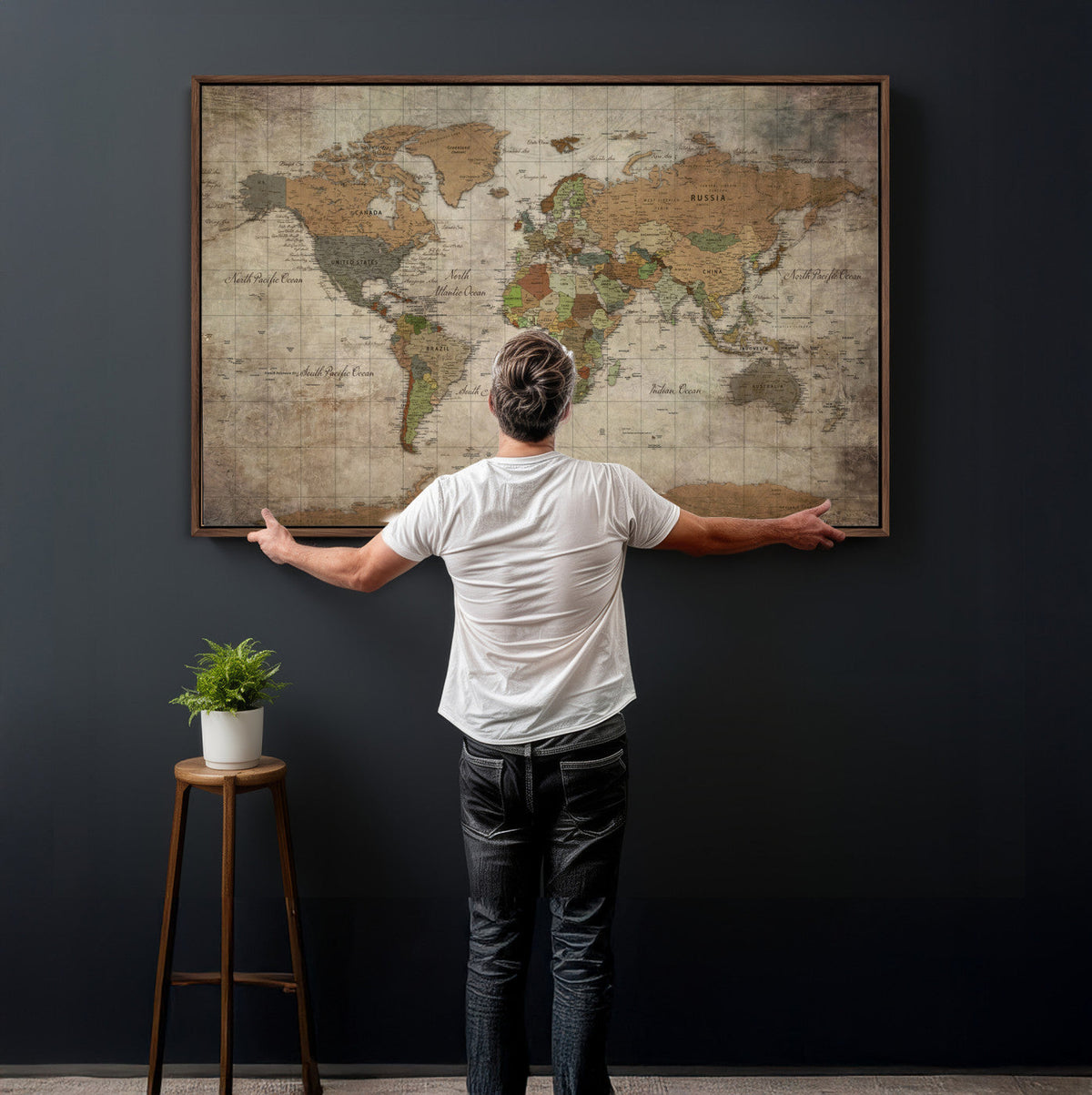World Map Canvas Print – Framed Travel Map Wall Art for