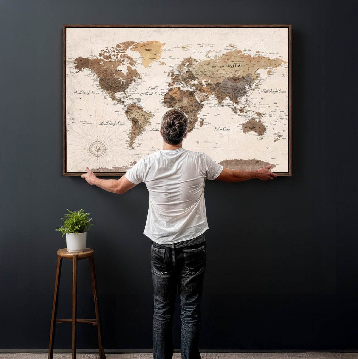 World Map Canvas Print – Framed Detailed Map of the World
