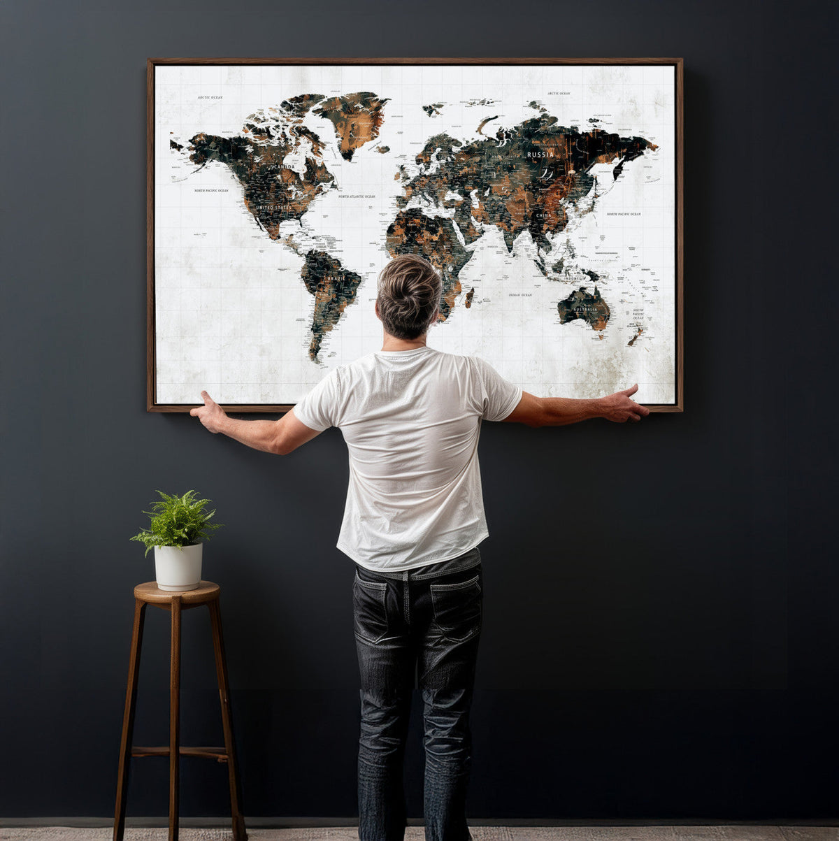 Large World Map Canvas Print – Framed Travel Map Wall Art