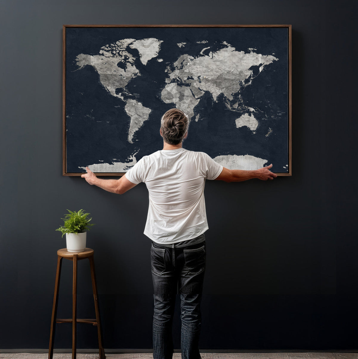 Colorful Watercolor World Map Canvas Print – Vibrant Framed