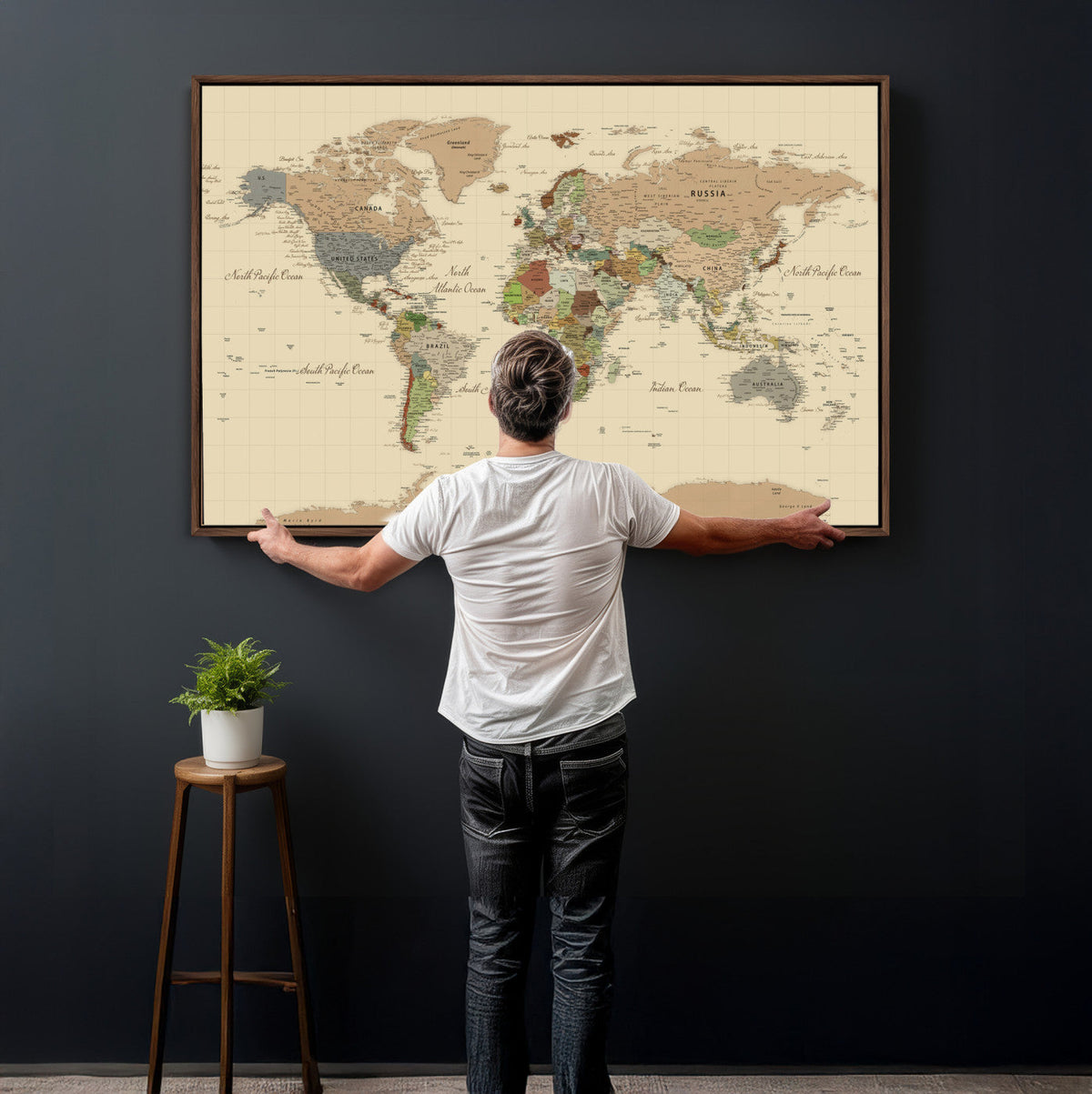 Extra Large World Map Canvas Print – Detailed Map of the