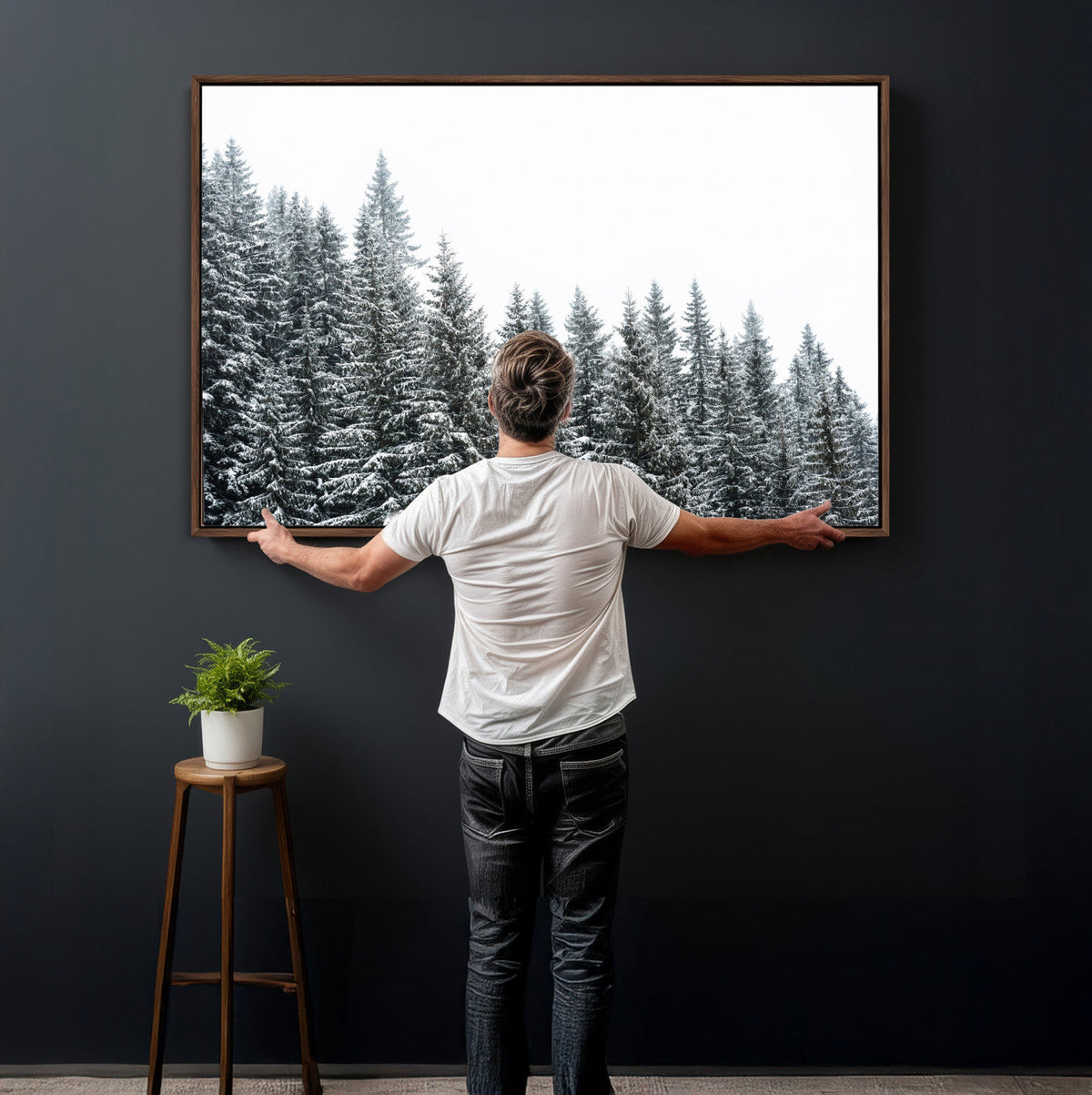 Misty Mountain Forest Canvas Print, Foggy Pine Trees Nature