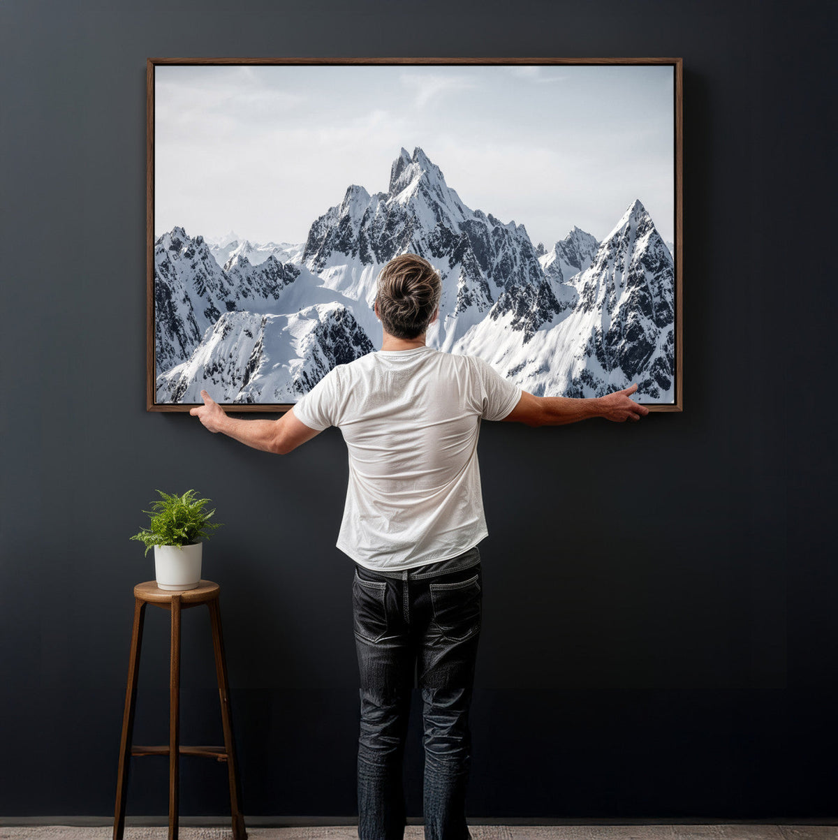 Snowy Mountain Range Canvas Print, Alpine Peaks Landscape