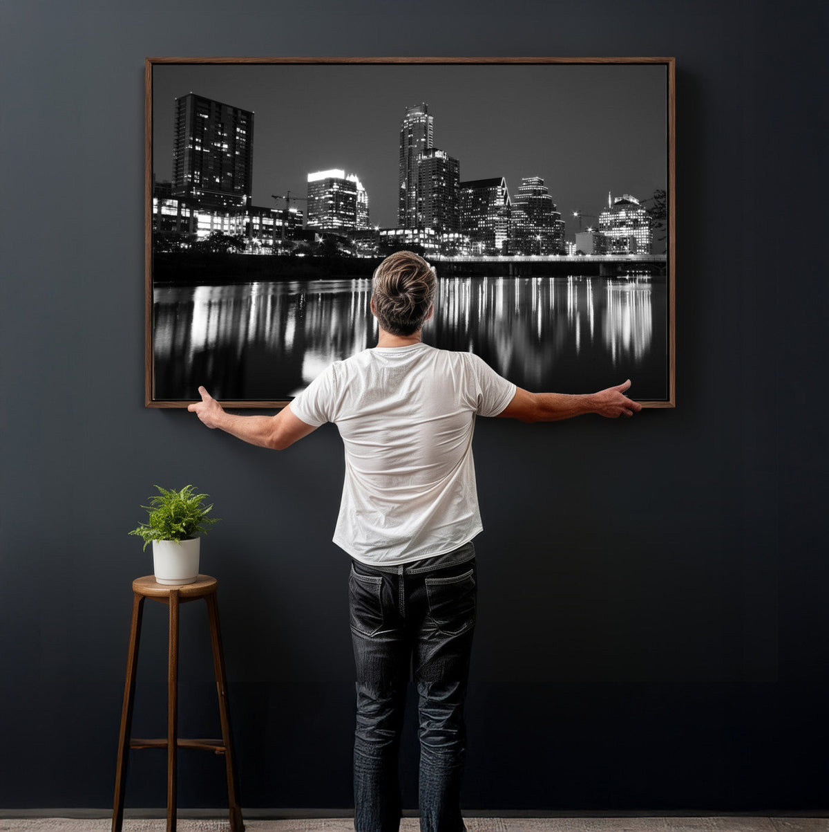 Austin Skyline Wall Art Canvas Print, Austin Downtown Night