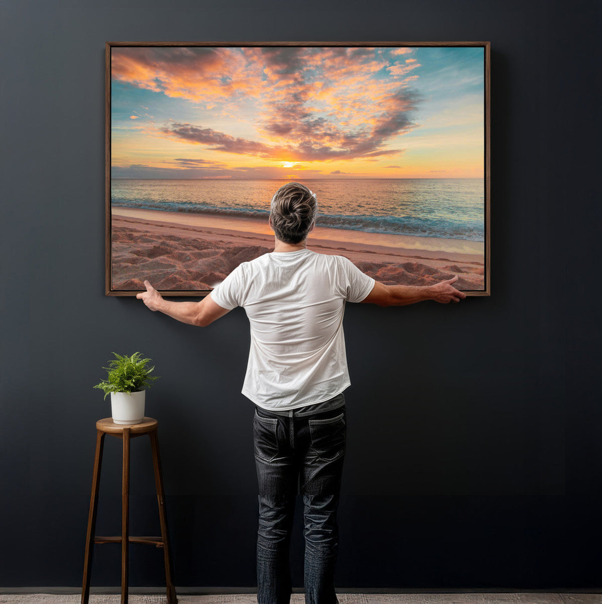 Sunset Beach Wall Art Canvas Print – Soft Coastal