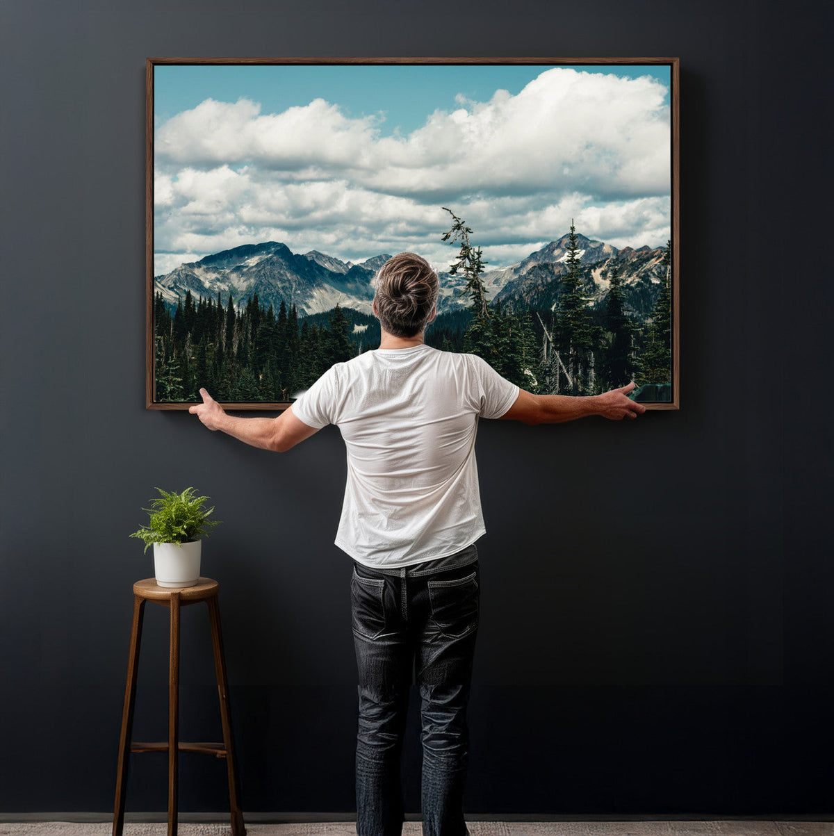 Mountain Forest Wall Art Canvas Print, Alpine Pine Tree