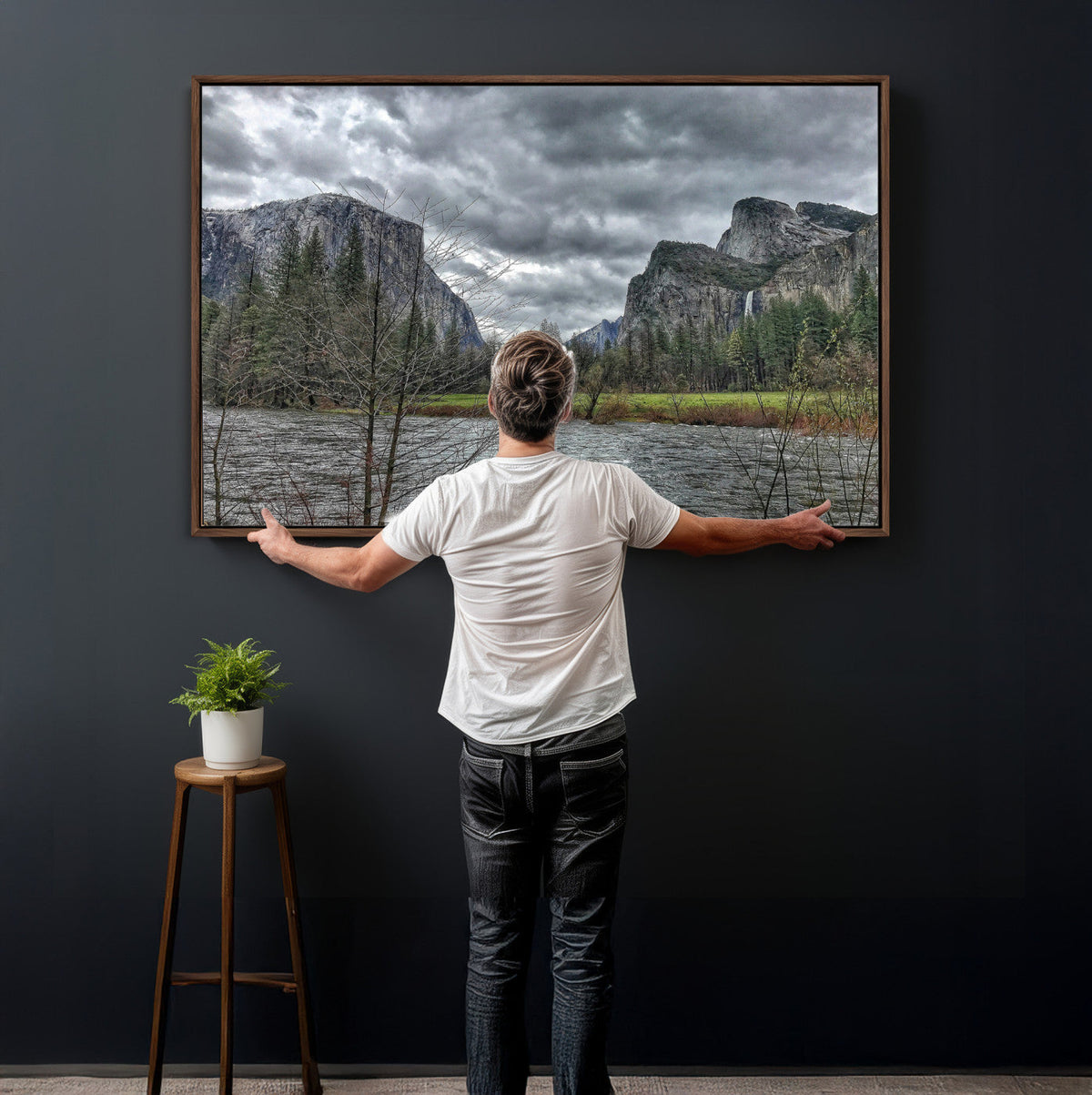 Yosemite Valley River Wall Art Canvas Print, Granite Cliffs