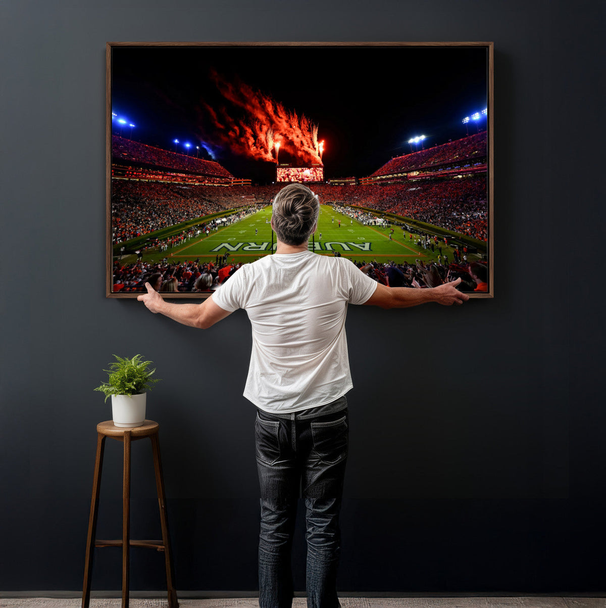 Auburn Stadium Wall Art Canvas Print, College Football Night