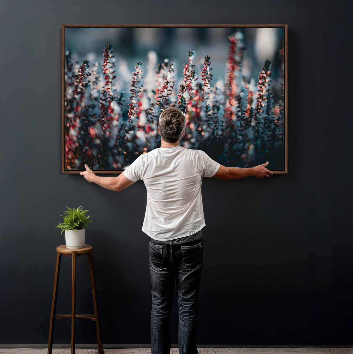 Winter Heather Wall Art Canvas Print, Frosted Floral Nature