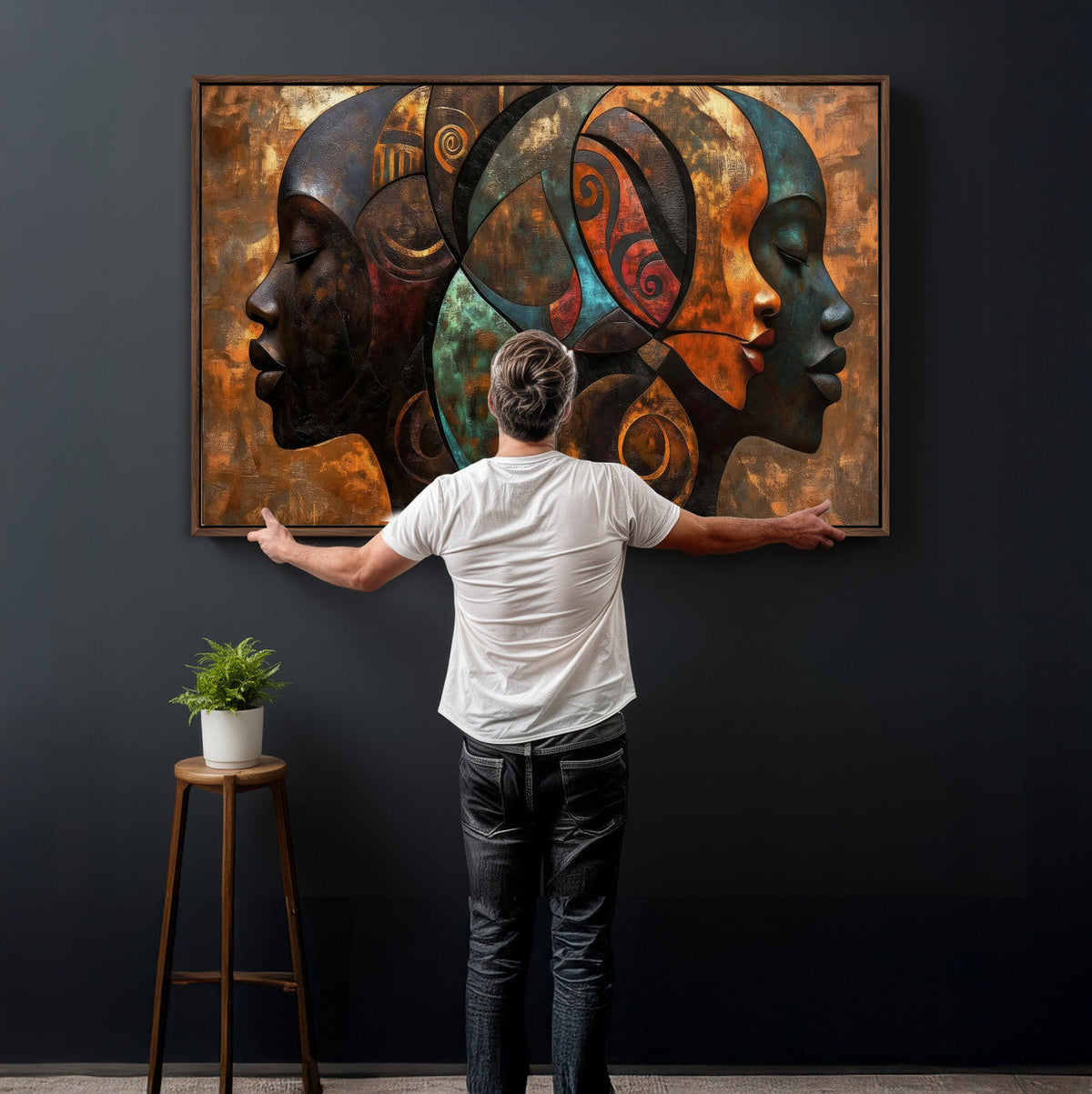 Abstract Afro American Women Wall Art Canvas Print
