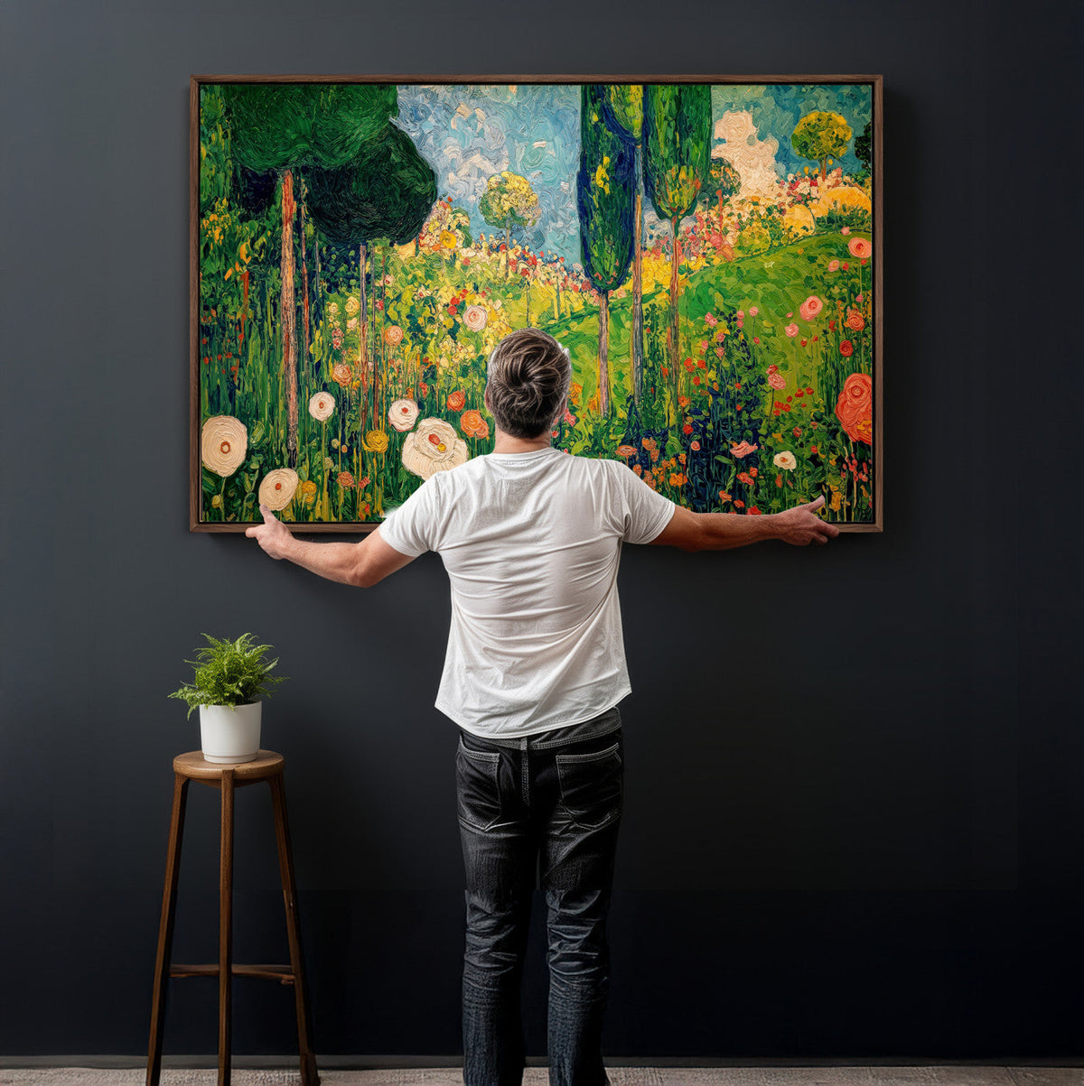 Gustav Klimt Boho Mountain Landscape Large Wall Art,