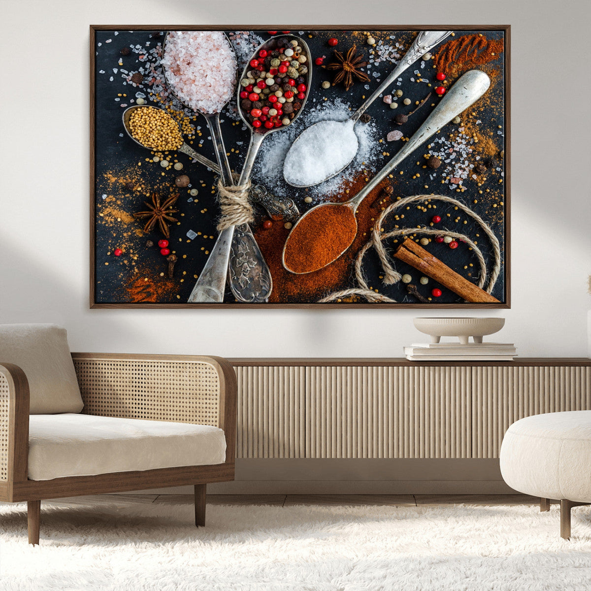 Spices and Seasonings Canvas Wall Art – Colorful Triptych