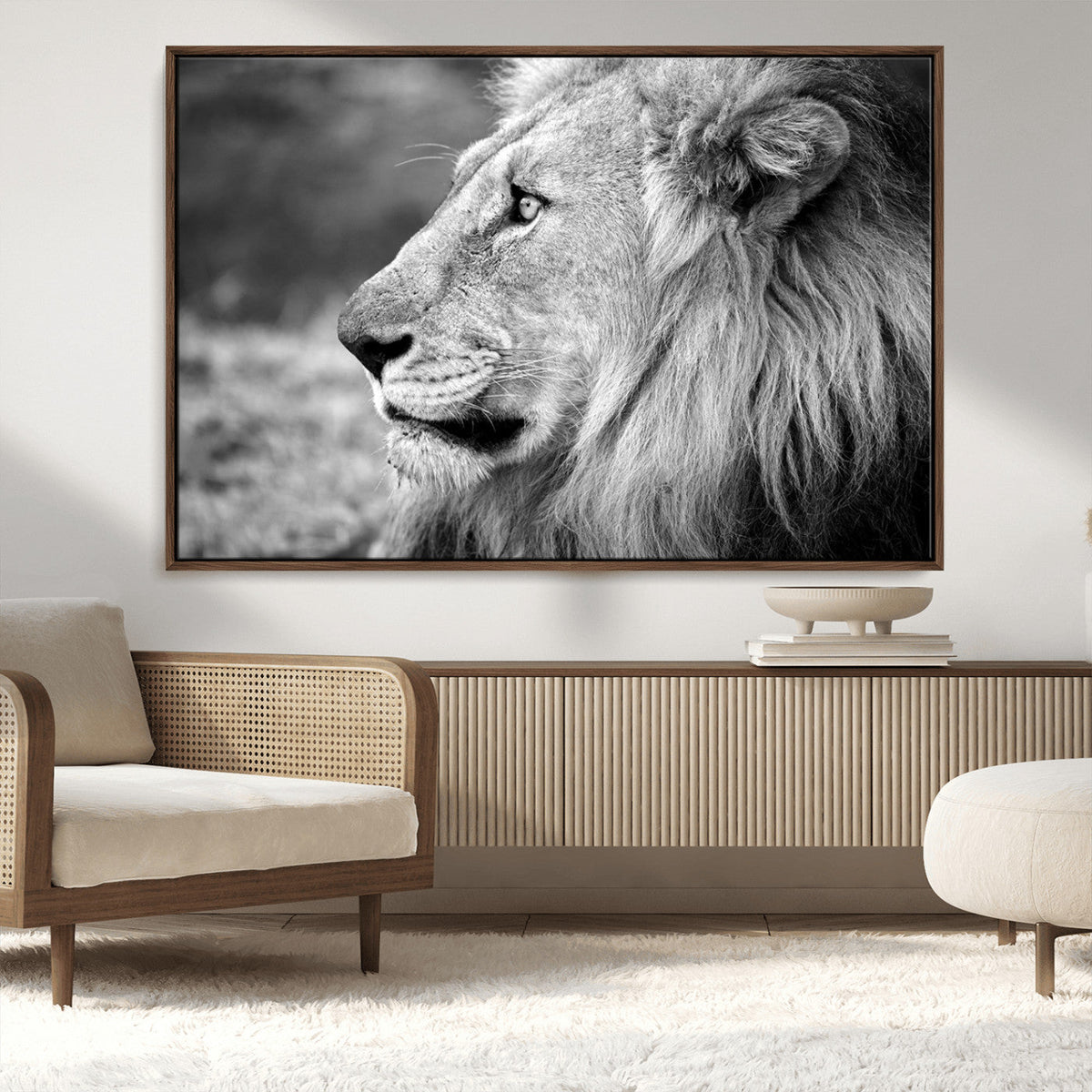 Lion Wall Art Canvas Print – Framed Majestic Wildlife