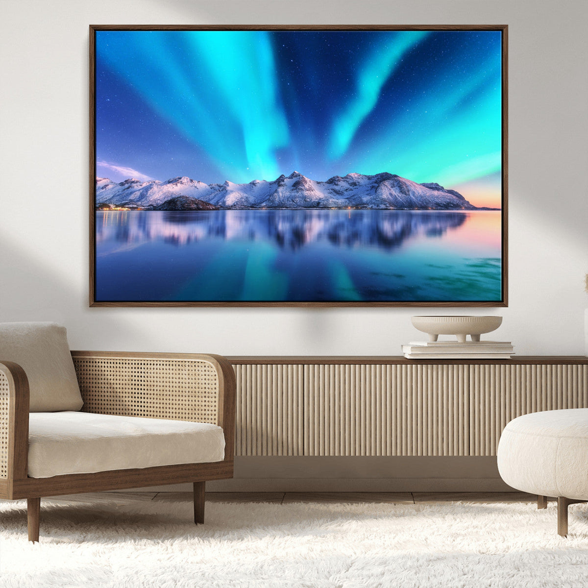 Northern Lights above Mountain Wall Art, Northern Lights