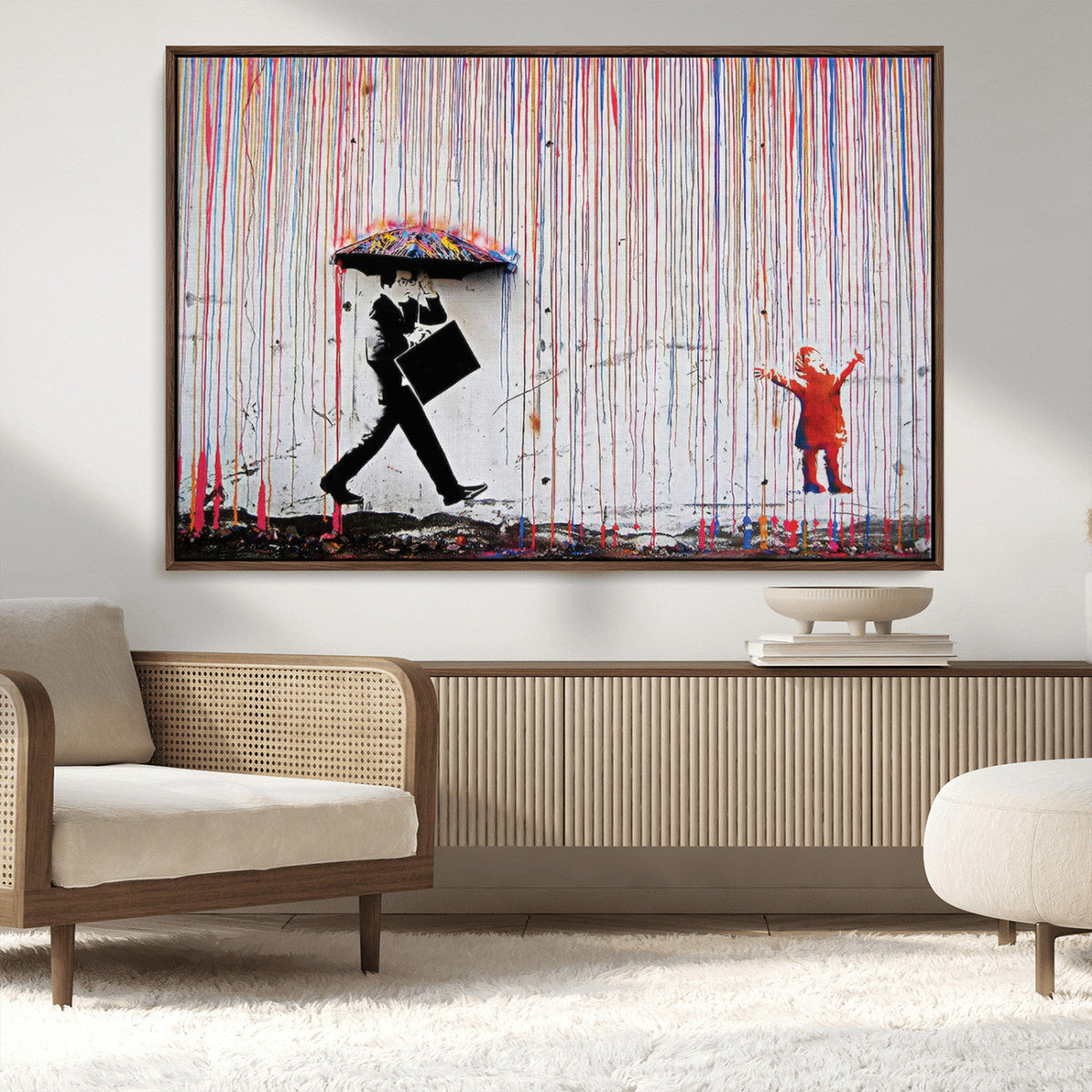 Banksy Wall Art Canvas Print, Framed Graffiti Art Picture