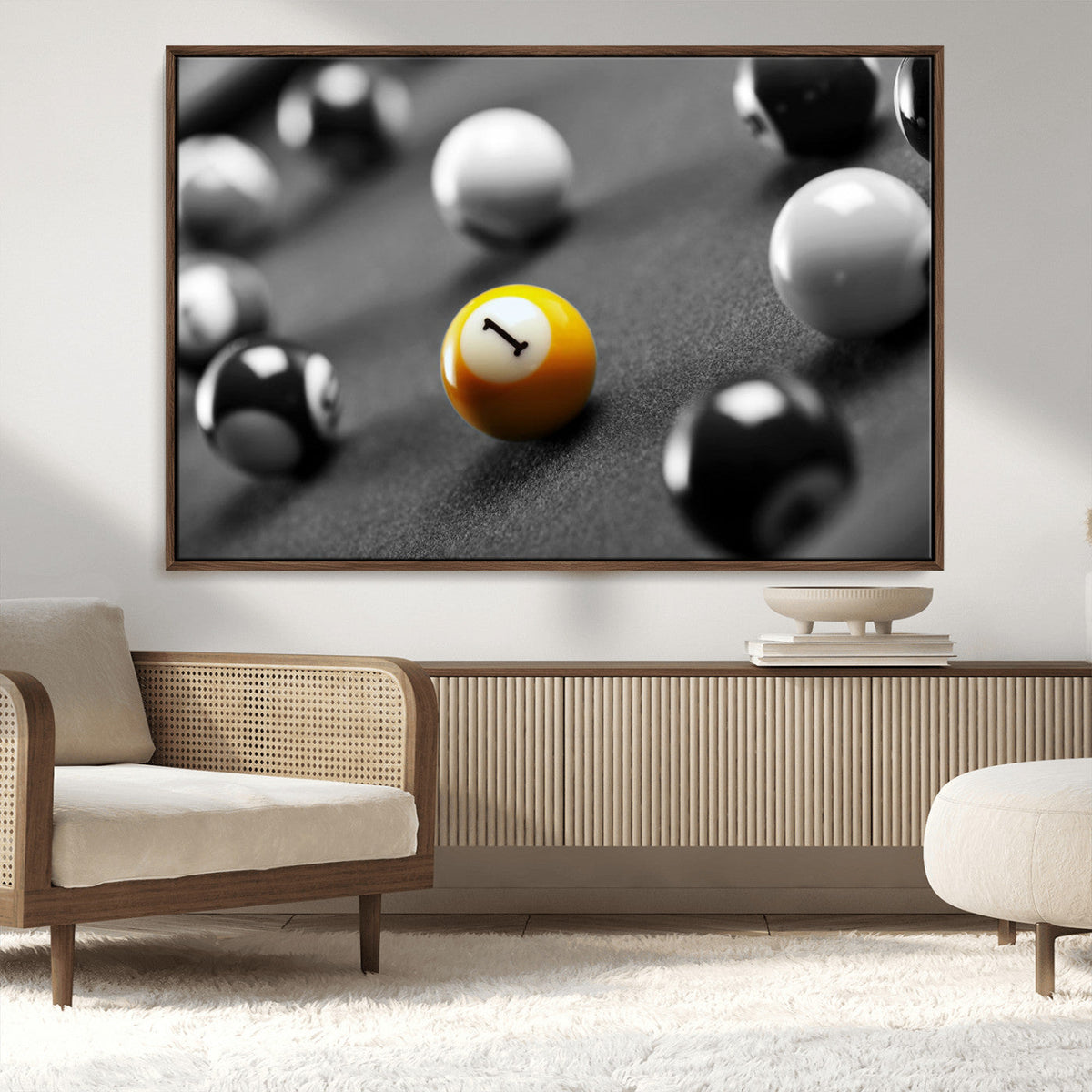 Wall Art Pool Table and Balls Canvas Print