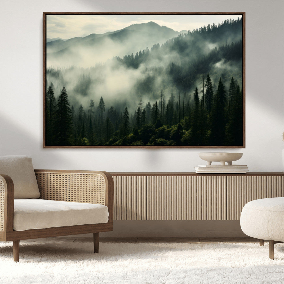 Captivating Misty Forest Wall Art Premium Canvas Print a