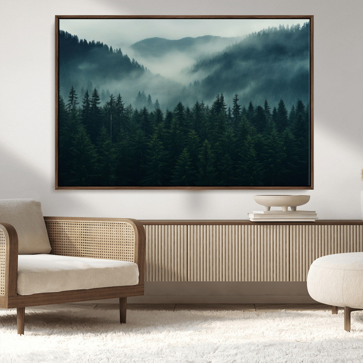 Captivating Misty Forest Wall Art Premium Canvas Print,