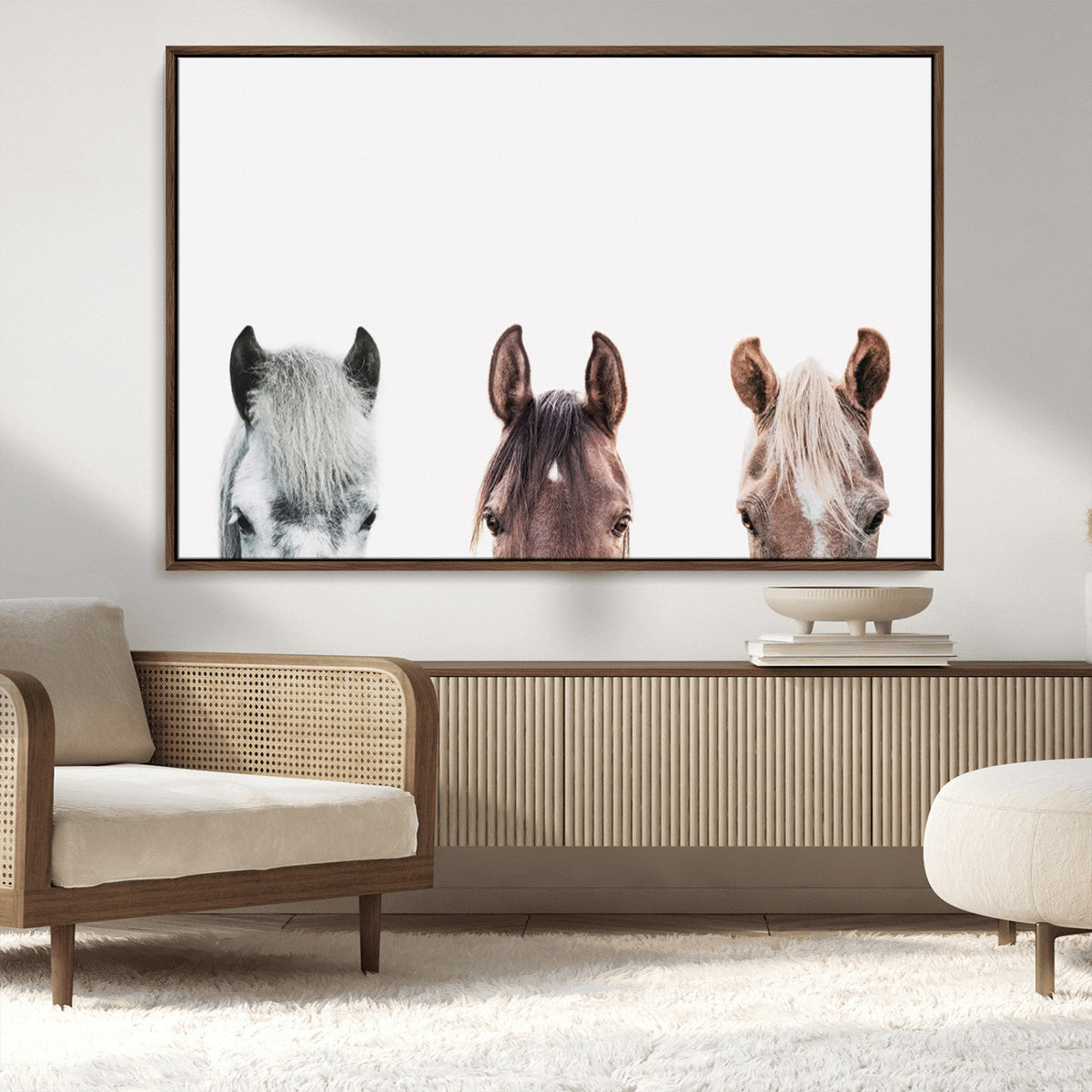 Horse Wall Art - Minimalist Horse Triptych Wall Art – Modern