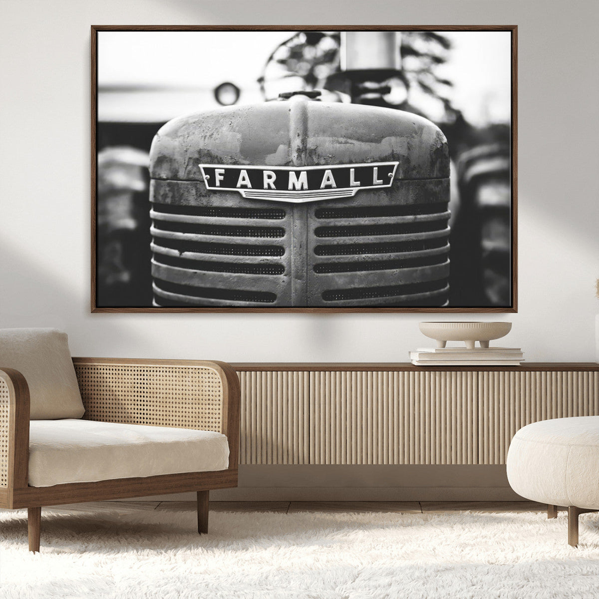 Vintage Farmall Tractor Wall Art Canvas Print, Rustic