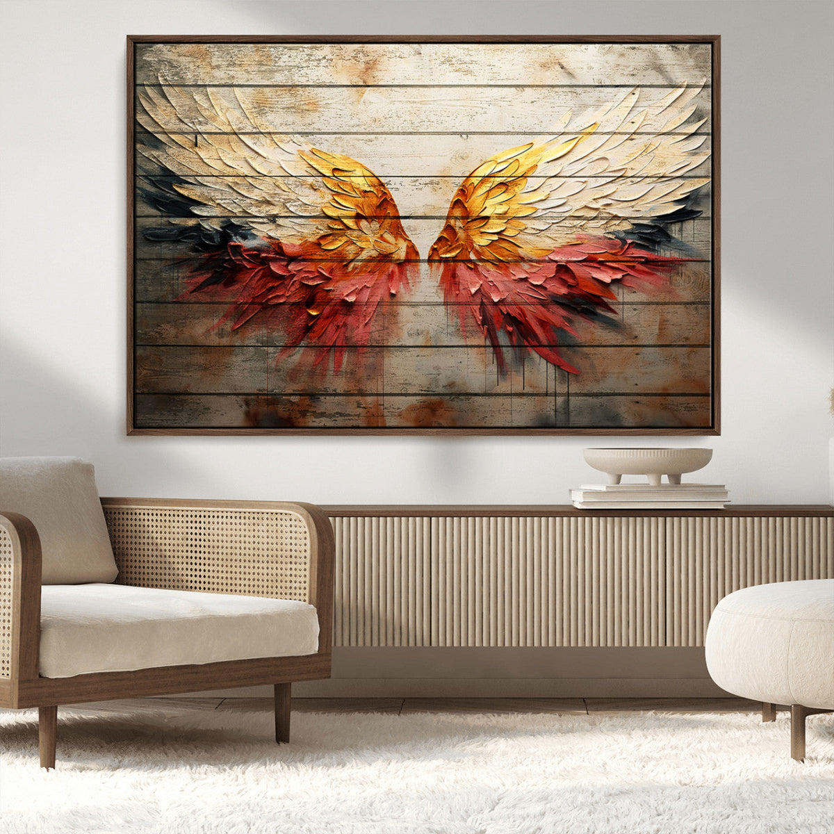 Abstract Angel Wings Canvas Wall Art – Framed and Ready to