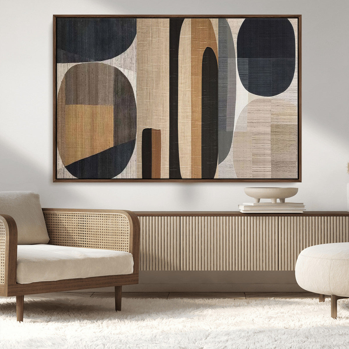 Abstract Minimalist Canvas Wall Art - Neutral Geometric