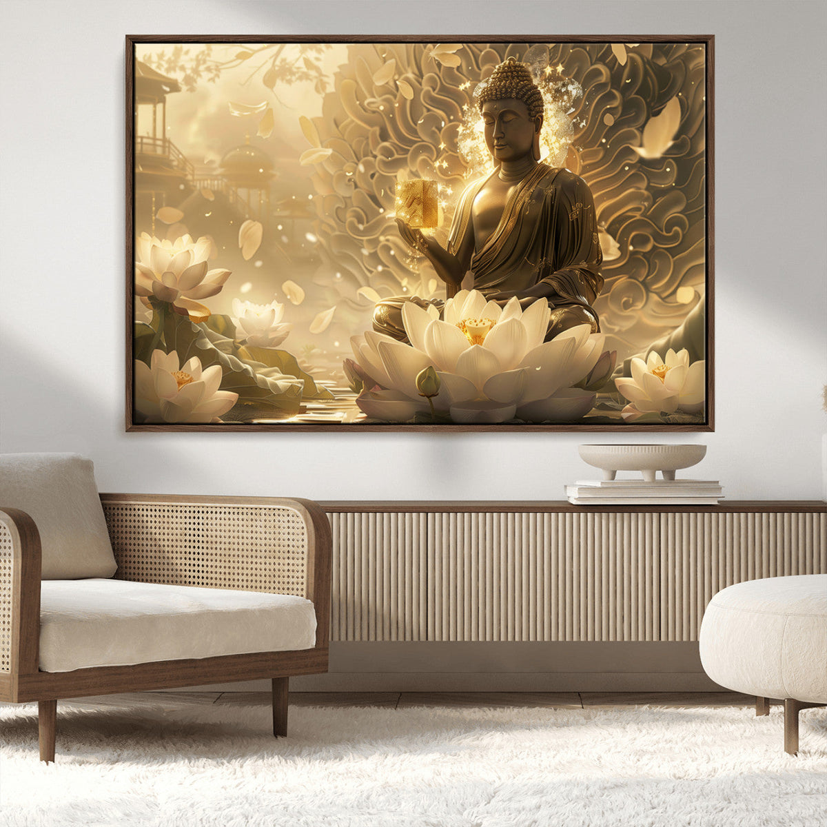 Golden Buddha Wall Art | Yoga Room Decor and Meditation Room