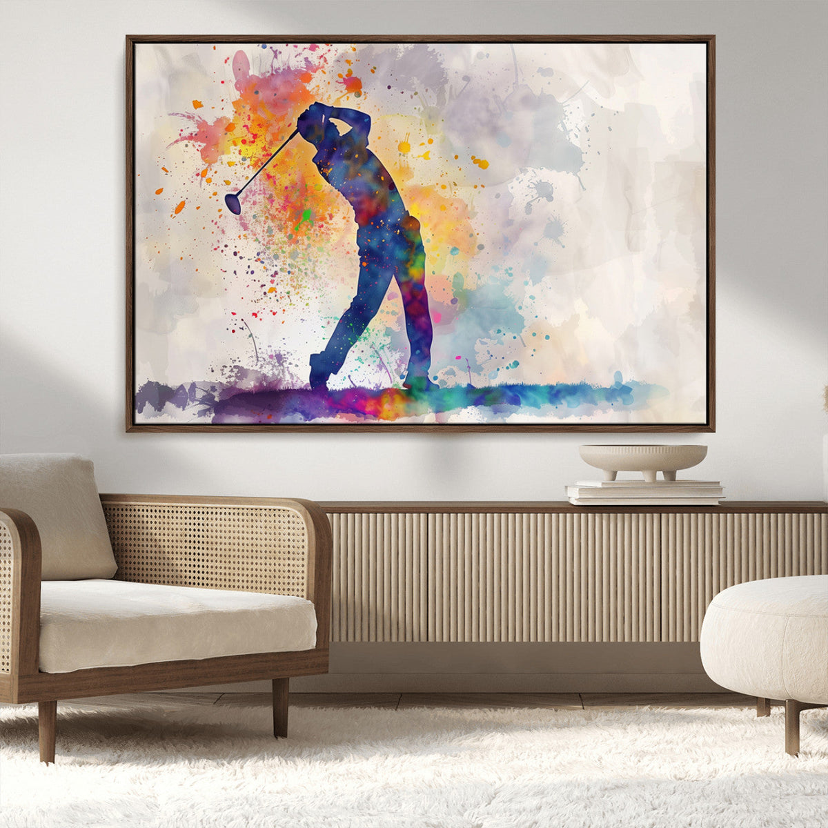 Watercolor Golf Swing Wall Art Canvas Print | Vibrant