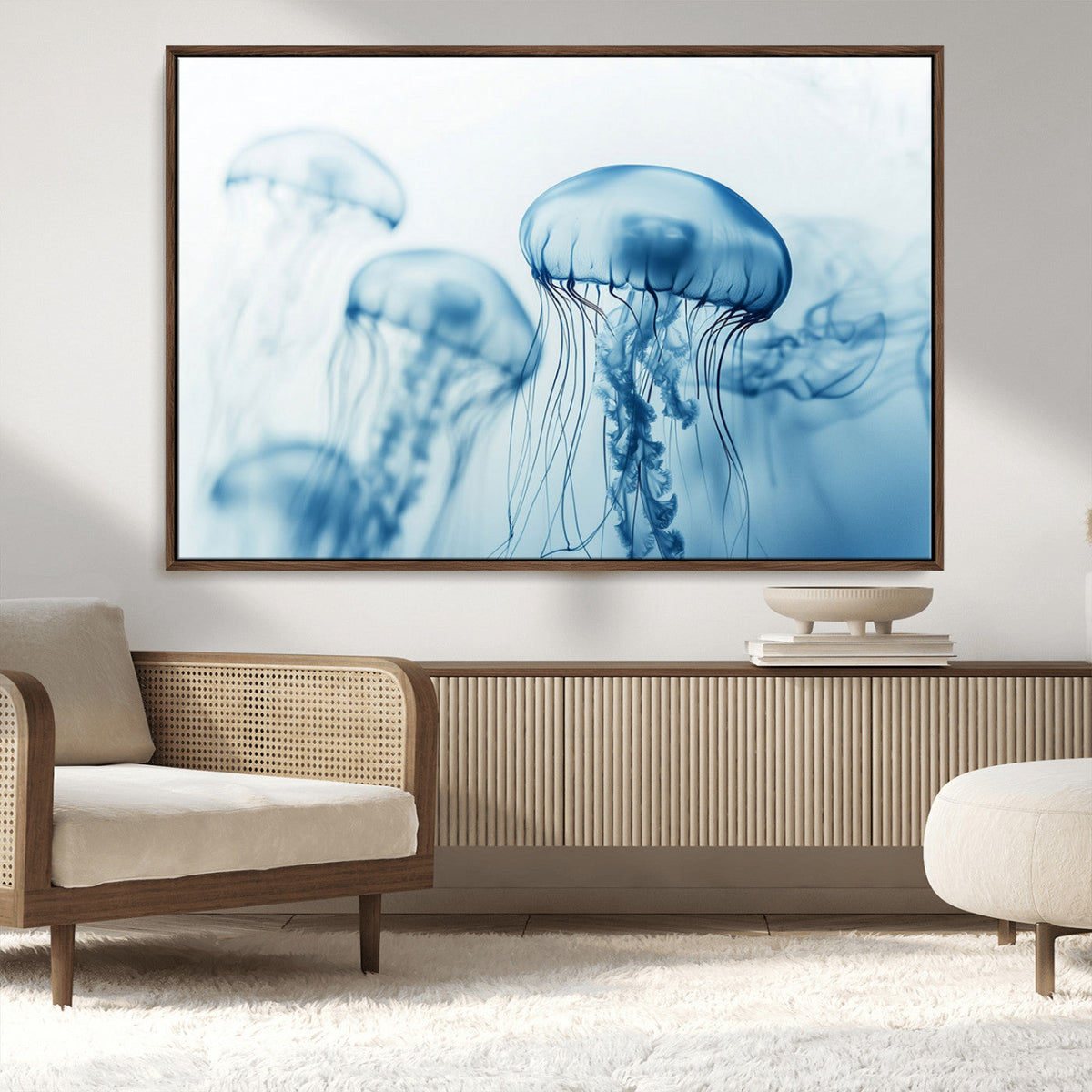 Blue Jellyfish Wall Art Canvas Print