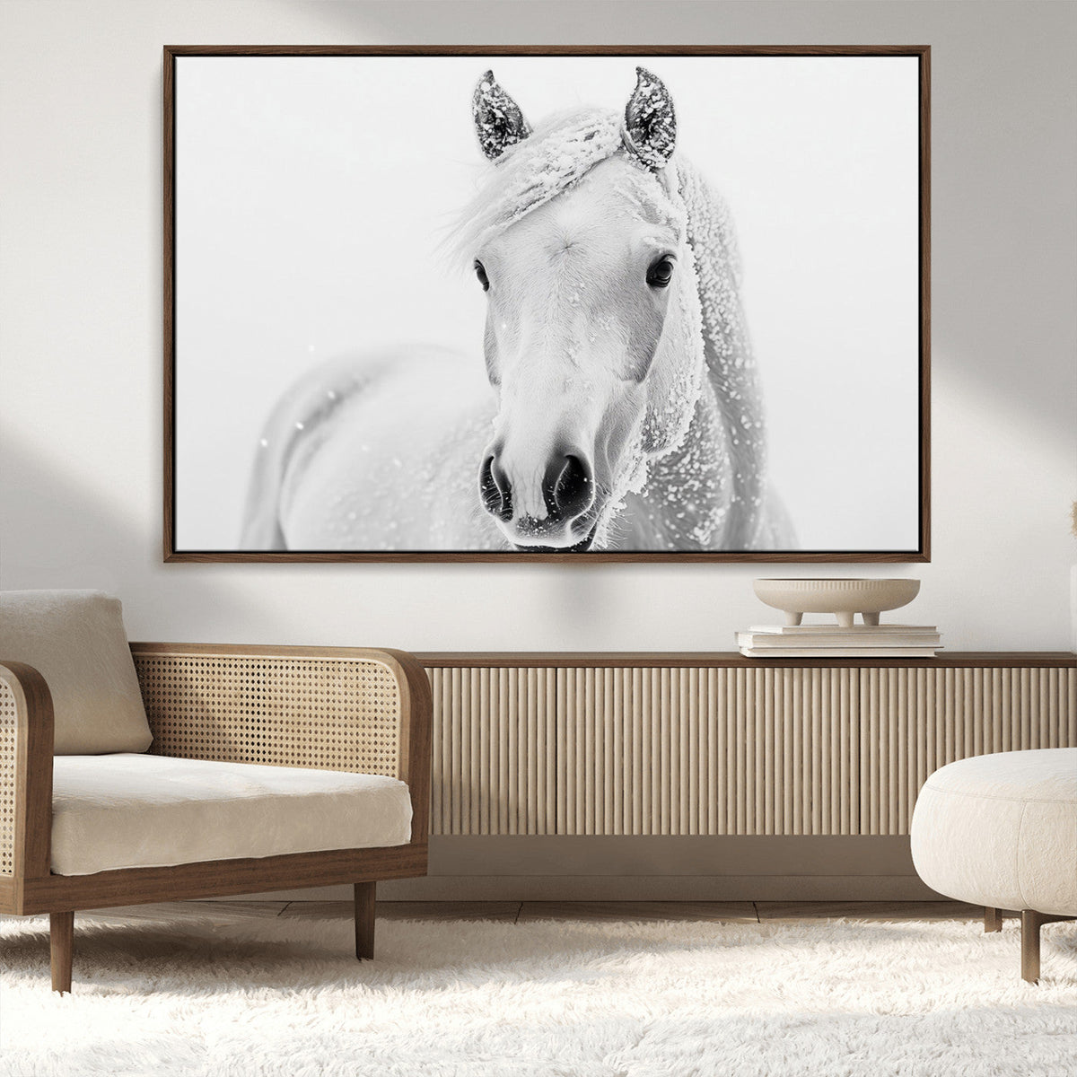 Majestic White Horse Wall Art | Ready to Hang and Framed |