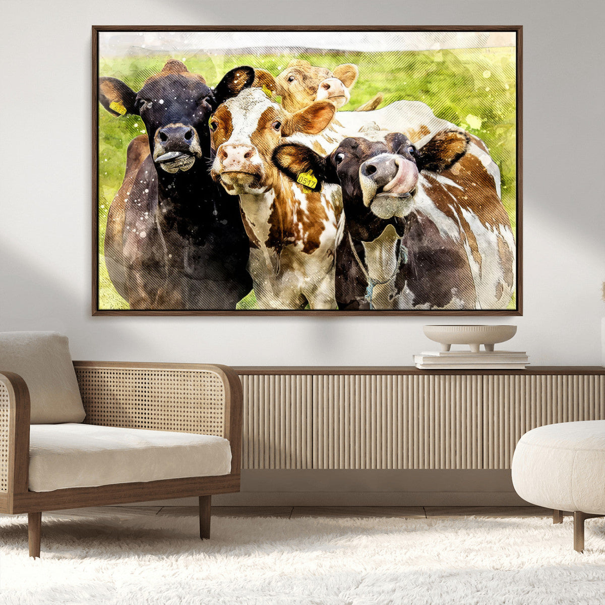 Curious Cows Farmhouse Wall Art | Ready to Hang and Framed