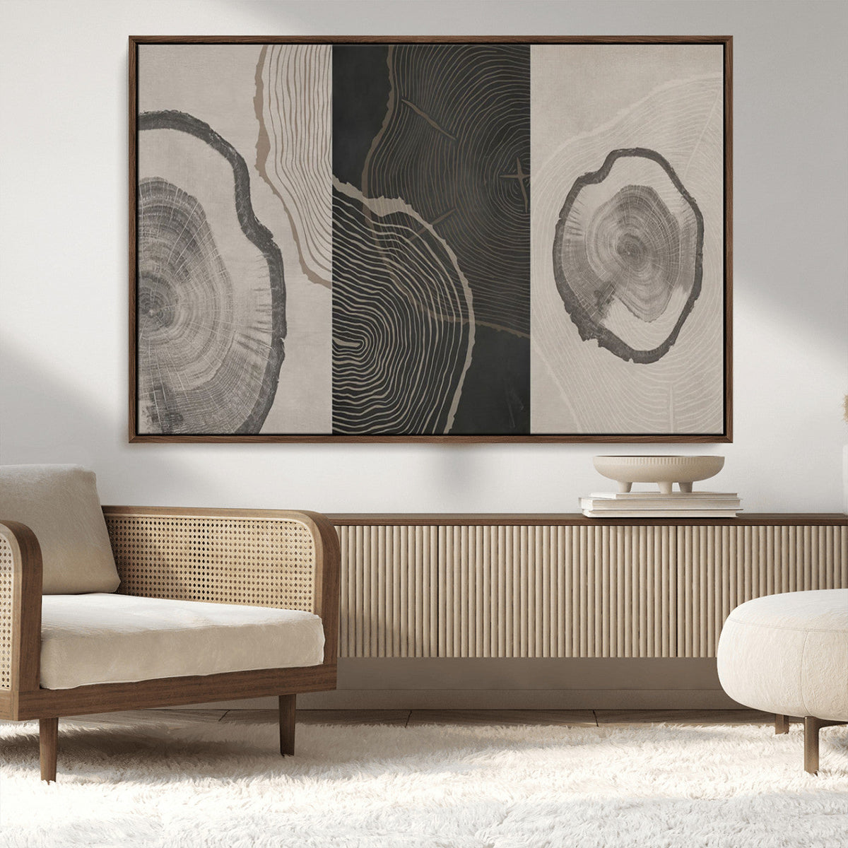 Minimalist Tree Rings Wall Art | Modern Abstract Canvas
