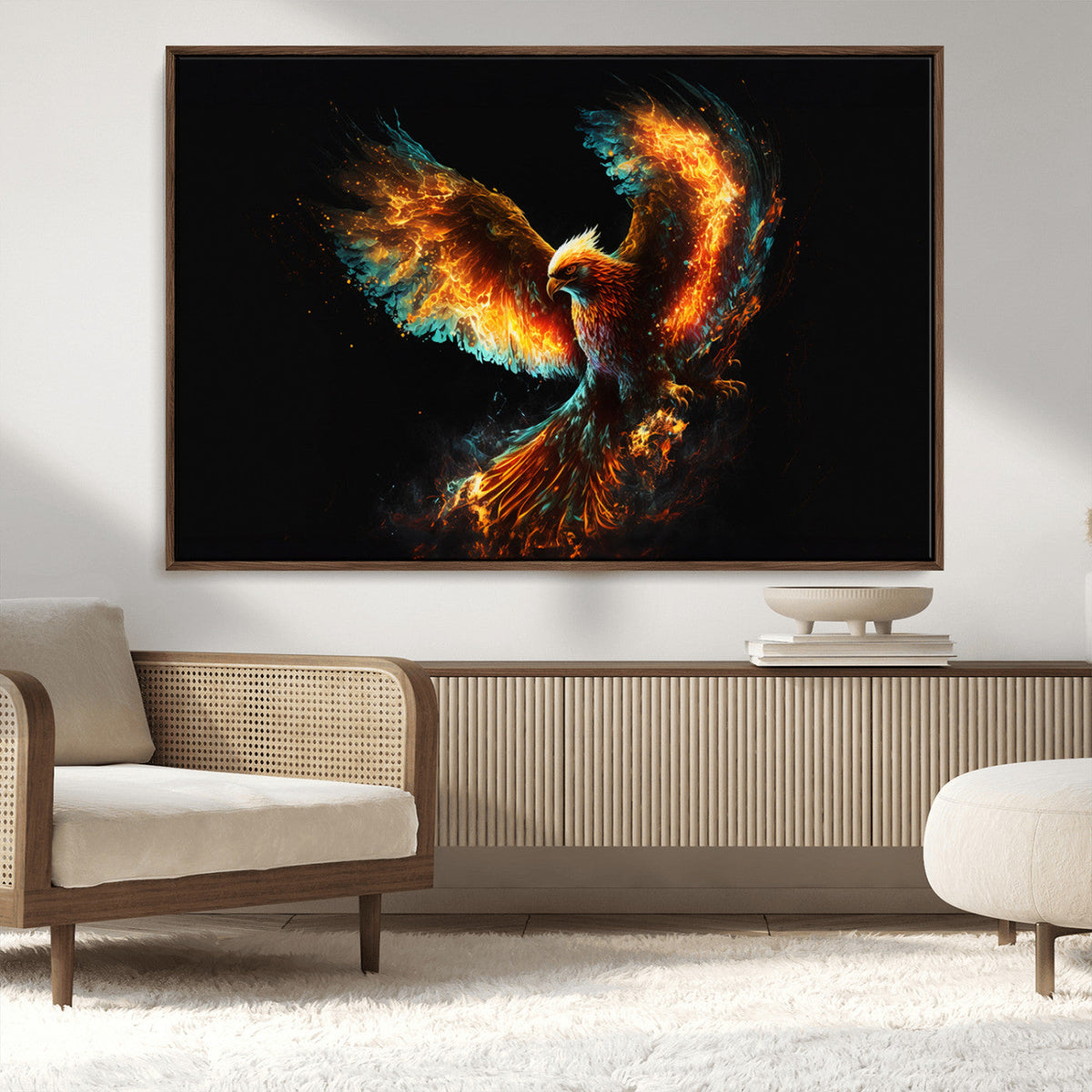 Fiery Phoenix Canvas Print | Ready to Hang Wall Art | Bold